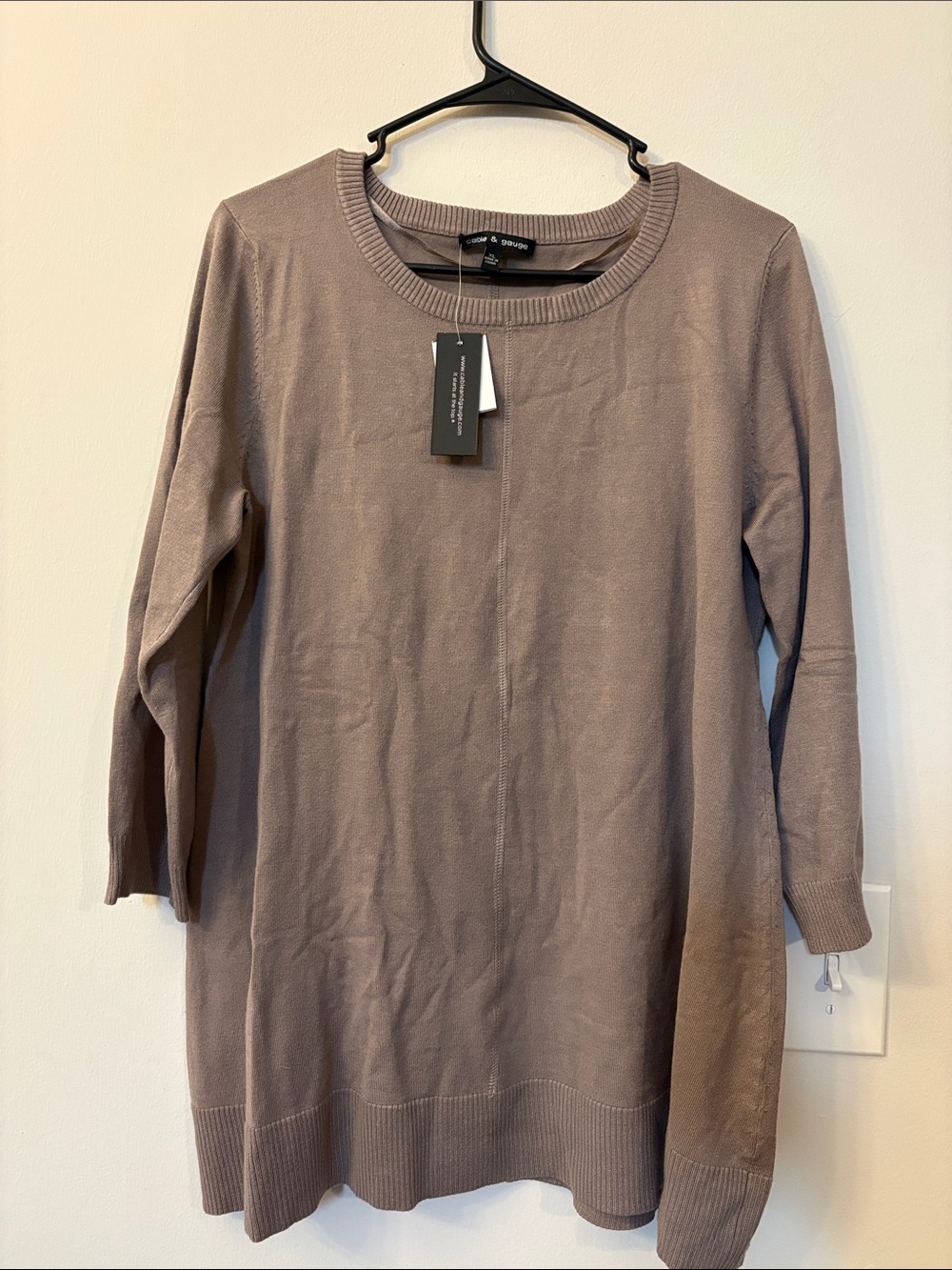 Cable & Gauge Taupe Crewneck Long-Sleeve Tunic